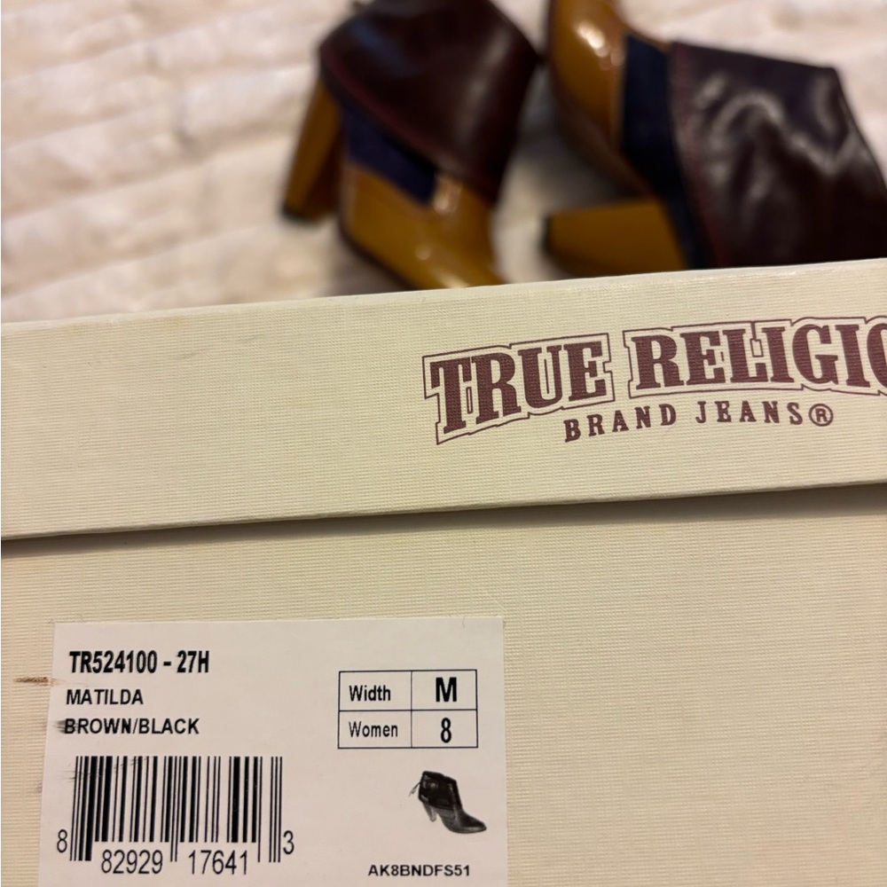 True Religion Women's Brown/Black Matilda Booties Size 8 - Picture 10 of 11